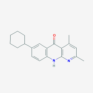 molecular formula C20H22N2O B3976904 7-cyclohexyl-2,4-dimethylbenzo[b]-1,8-naphthyridin-5(10H)-one 