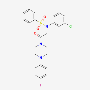 molecular formula C24H23ClFN3O3S B3976923 N-(3-chlorophenyl)-N-{2-[4-(4-fluorophenyl)-1-piperazinyl]-2-oxoethyl}benzenesulfonamide 