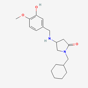 molecular formula C19H28N2O3 B3976949 1-(cyclohexylmethyl)-4-[(3-hydroxy-4-methoxybenzyl)amino]-2-pyrrolidinone 