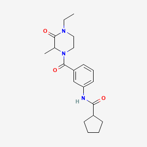 molecular formula C20H27N3O3 B3976955 N-{3-[(4-ethyl-2-methyl-3-oxopiperazin-1-yl)carbonyl]phenyl}cyclopentanecarboxamide 