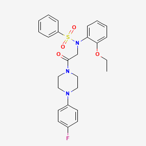 molecular formula C26H28FN3O4S B3976960 N-(2-ethoxyphenyl)-N-{2-[4-(4-fluorophenyl)-1-piperazinyl]-2-oxoethyl}benzenesulfonamide 