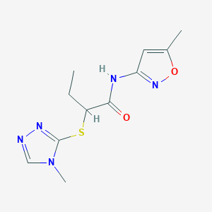 molecular formula C11H15N5O2S B3976996 N-(5-methyl-3-isoxazolyl)-2-[(4-methyl-4H-1,2,4-triazol-3-yl)thio]butanamide 