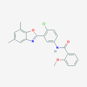 molecular formula C23H19ClN2O3 B397700 N-[4-chloro-3-(5,7-dimethyl-1,3-benzoxazol-2-yl)phenyl]-2-methoxybenzamide CAS No. 342591-44-0