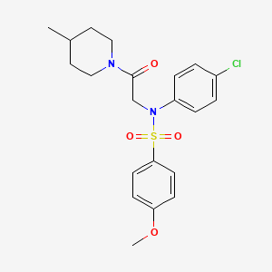 molecular formula C21H25ClN2O4S B3977002 N-(4-chlorophenyl)-4-methoxy-N-[2-(4-methyl-1-piperidinyl)-2-oxoethyl]benzenesulfonamide 