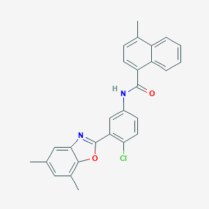 molecular formula C27H21ClN2O2 B397701 N-[4-chloro-3-(5,7-dimethyl-1,3-benzoxazol-2-yl)phenyl]-4-methyl-1-naphthamide 