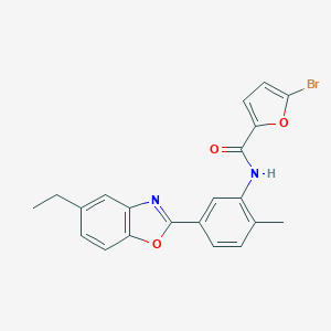 molecular formula C21H17BrN2O3 B397702 5-bromo-N-[5-(5-ethyl-1,3-benzoxazol-2-yl)-2-methylphenyl]-2-furamide 