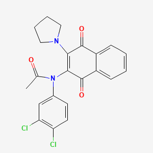 molecular formula C22H18Cl2N2O3 B3977034 N-(3,4-dichlorophenyl)-N-[1,4-dioxo-3-(1-pyrrolidinyl)-1,4-dihydro-2-naphthalenyl]acetamide 