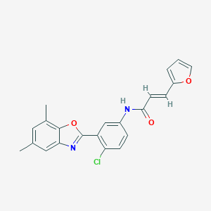 molecular formula C22H17ClN2O3 B397704 N-[4-chloro-3-(5,7-dimethyl-1,3-benzoxazol-2-yl)phenyl]-3-(2-furyl)acrylamide 