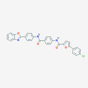 molecular formula C31H20ClN3O4 B397705 N-(4-{[4-(1,3-benzoxazol-2-yl)anilino]carbonyl}phenyl)-5-(4-chlorophenyl)-2-furamide 