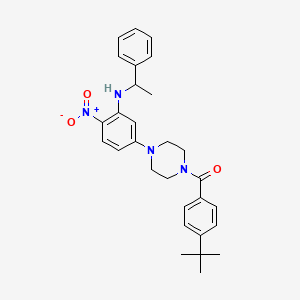molecular formula C29H34N4O3 B3977075 5-[4-(4-tert-butylbenzoyl)-1-piperazinyl]-2-nitro-N-(1-phenylethyl)aniline 
