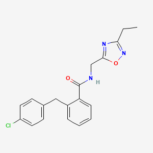 molecular formula C19H18ClN3O2 B3977110 2-(4-chlorobenzyl)-N-[(3-ethyl-1,2,4-oxadiazol-5-yl)methyl]benzamide 