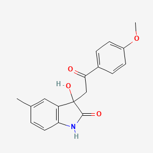 molecular formula C18H17NO4 B3977187 3-羟基-3-[2-(4-甲氧基苯基)-2-氧代乙基]-5-甲基-1,3-二氢-2H-吲哚-2-酮 