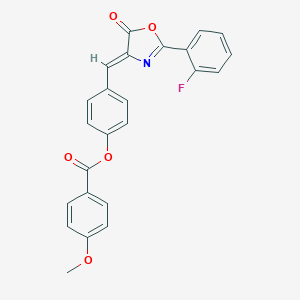 molecular formula C24H16FNO5 B397719 4-[(2-(2-fluorophenyl)-5-oxo-1,3-oxazol-4(5H)-ylidene)methyl]phenyl 4-methoxybenzoate 