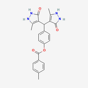 molecular formula C23H22N4O4 B3977191 4-[bis(5-hydroxy-3-methyl-1H-pyrazol-4-yl)methyl]phenyl 4-methylbenzoate 