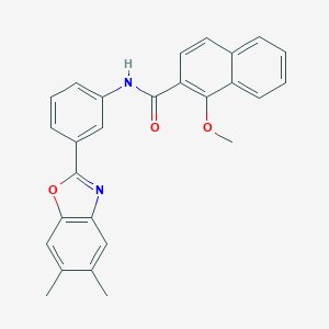molecular formula C27H22N2O3 B397721 N-[3-(5,6-dimethyl-1,3-benzoxazol-2-yl)phenyl]-1-methoxy-2-naphthamide 