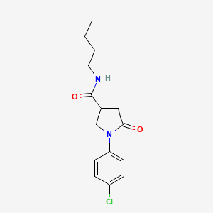 molecular formula C15H19ClN2O2 B3977216 N-butyl-1-(4-chlorophenyl)-5-oxo-3-pyrrolidinecarboxamide 
