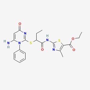 ethyl 2-({2-[(6-amino-4-oxo-1-phenyl-1,4-dihydro-2-pyrimidinyl)thio]butanoyl}amino)-4-methyl-1,3-thiazole-5-carboxylate