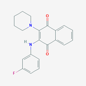molecular formula C21H19FN2O2 B3977241 2-[(3-fluorophenyl)amino]-3-(1-piperidinyl)naphthoquinone 