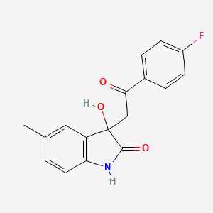 molecular formula C17H14FNO3 B3977251 3-[2-(4-fluorophenyl)-2-oxoethyl]-3-hydroxy-5-methyl-1,3-dihydro-2H-indol-2-one 