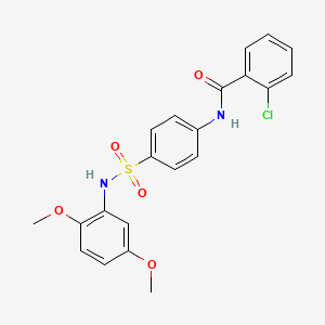 molecular formula C21H19ClN2O5S B3977253 2-chloro-N-(4-{[(2,5-dimethoxyphenyl)amino]sulfonyl}phenyl)benzamide 