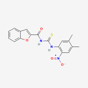 molecular formula C18H15N3O4S B3977289 N-{[(4,5-dimethyl-2-nitrophenyl)amino]carbonothioyl}-1-benzofuran-2-carboxamide 