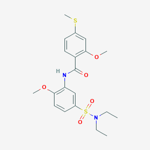 molecular formula C20H26N2O5S2 B3977315 N-{5-[(diethylamino)sulfonyl]-2-methoxyphenyl}-2-methoxy-4-(methylthio)benzamide 