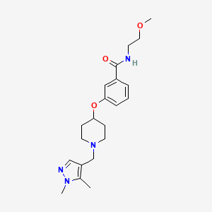 molecular formula C21H30N4O3 B3977335 3-({1-[(1,5-dimethyl-1H-pyrazol-4-yl)methyl]-4-piperidinyl}oxy)-N-(2-methoxyethyl)benzamide 