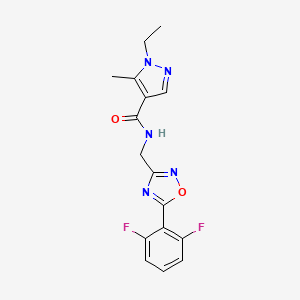 molecular formula C16H15F2N5O2 B3977360 N-{[5-(2,6-difluorophenyl)-1,2,4-oxadiazol-3-yl]methyl}-1-ethyl-5-methyl-1H-pyrazole-4-carboxamide 