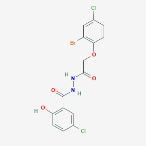 molecular formula C15H11BrCl2N2O4 B397739 N'-[(2-bromo-4-chlorophenoxy)acetyl]-5-chloro-2-hydroxybenzohydrazide 