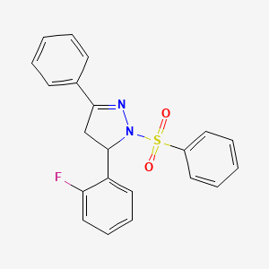 molecular formula C21H17FN2O2S B3977418 5-(2-fluorophenyl)-3-phenyl-1-(phenylsulfonyl)-4,5-dihydro-1H-pyrazole 