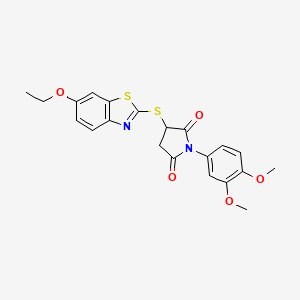 1-(3,4-Dimethoxyphenyl)-3-[(6-ethoxy-1,3-benzothiazol-2-yl)sulfanyl]pyrrolidine-2,5-dione