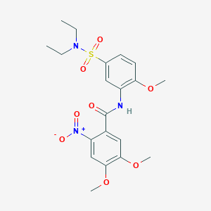 molecular formula C20H25N3O8S B3977433 N-{5-[(diethylamino)sulfonyl]-2-methoxyphenyl}-4,5-dimethoxy-2-nitrobenzamide 