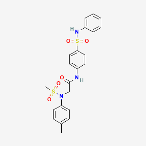 molecular formula C22H23N3O5S2 B3977438 N~1~-[4-(anilinosulfonyl)phenyl]-N~2~-(4-methylphenyl)-N~2~-(methylsulfonyl)glycinamide 