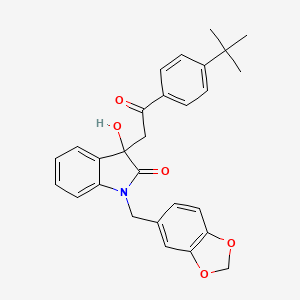 molecular formula C28H27NO5 B3977448 1-(1,3-benzodioxol-5-ylmethyl)-3-[2-(4-tert-butylphenyl)-2-oxoethyl]-3-hydroxy-1,3-dihydro-2H-indol-2-one 