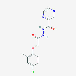 molecular formula C14H13ClN4O3 B397746 2-(4-chloro-2-methylphenoxy)-N'-(2-pyrazinylcarbonyl)acetohydrazide 