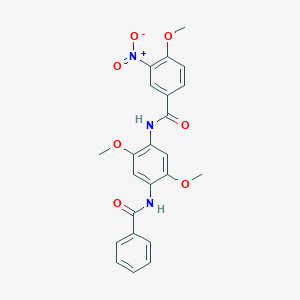 molecular formula C23H21N3O7 B3977469 N-[4-(benzoylamino)-2,5-dimethoxyphenyl]-4-methoxy-3-nitrobenzamide 