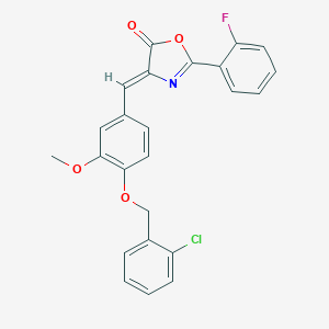 molecular formula C24H17ClFNO4 B397750 (4Z)-4-{4-[(2-chlorobenzyl)oxy]-3-methoxybenzylidene}-2-(2-fluorophenyl)-1,3-oxazol-5(4H)-one 