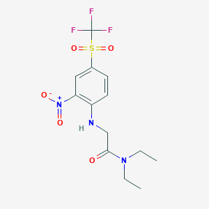 molecular formula C13H16F3N3O5S B3977537 N~1~,N~1~-diethyl-N~2~-{2-nitro-4-[(trifluoromethyl)sulfonyl]phenyl}glycinamide 