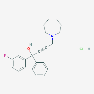 molecular formula C22H25ClFNO B3977543 4-(1-azepanyl)-1-(3-fluorophenyl)-1-phenyl-2-butyn-1-ol hydrochloride 