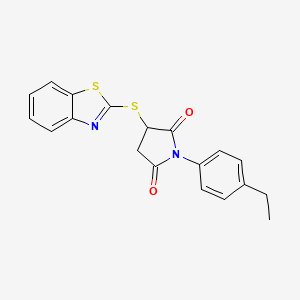 molecular formula C19H16N2O2S2 B3977587 3-(1,3-benzothiazol-2-ylthio)-1-(4-ethylphenyl)-2,5-pyrrolidinedione 