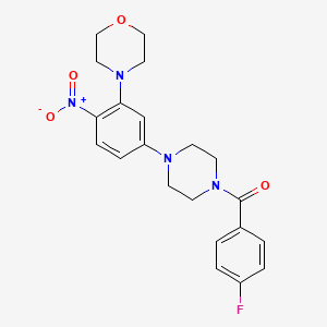 molecular formula C21H23FN4O4 B3977592 4-{5-[4-(4-fluorobenzoyl)-1-piperazinyl]-2-nitrophenyl}morpholine 