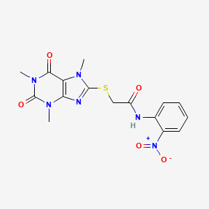 N-(2-nitrophenyl)-2-[(1,3,7-trimethyl-2,6-dioxo-2,3,6,7-tetrahydro-1H-purin-8-yl)thio]acetamide