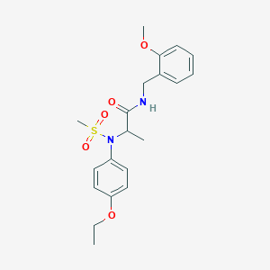 molecular formula C20H26N2O5S B3977612 2-(4-ethoxy-N-methylsulfonylanilino)-N-[(2-methoxyphenyl)methyl]propanamide 