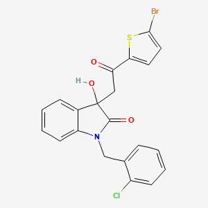 molecular formula C21H15BrClNO3S B3977631 3-[2-(5-bromo-2-thienyl)-2-oxoethyl]-1-(2-chlorobenzyl)-3-hydroxy-1,3-dihydro-2H-indol-2-one 