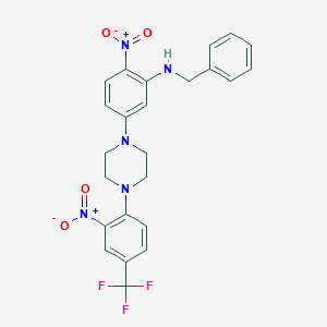 molecular formula C24H22F3N5O4 B397765 1-{3-(Benzylamino)-4-nitrophenyl}-4-[2-nitro-4-(trifluoromethyl)phenyl]piperazine 