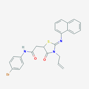 molecular formula C24H20BrN3O2S B397766 2-[3-allyl-2-(1-naphthylimino)-4-oxo-1,3-thiazolidin-5-yl]-N-(4-bromophenyl)acetamide 