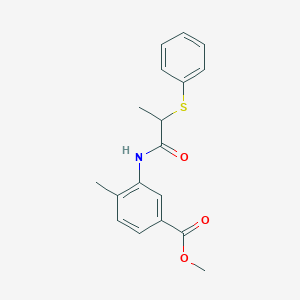 molecular formula C18H19NO3S B3977676 methyl 4-methyl-3-{[2-(phenylthio)propanoyl]amino}benzoate 