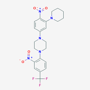 molecular formula C22H24F3N5O4 B397772 1-(4-Nitro-3-piperidin-1-ylphenyl)-4-[2-nitro-4-(trifluoromethyl)phenyl]piperazine 