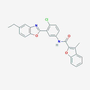 molecular formula C25H19ClN2O3 B397774 N-[4-chloro-3-(5-ethyl-1,3-benzoxazol-2-yl)phenyl]-3-methyl-1-benzofuran-2-carboxamide 