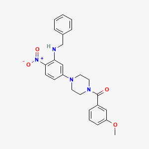 molecular formula C25H26N4O4 B3977760 N-BENZYL-5-[4-(3-METHOXYBENZOYL)PIPERAZIN-1-YL]-2-NITROANILINE 